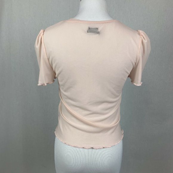 Urban Outfitters sheer mesh floral 90's short slee - Picture 5 of 6